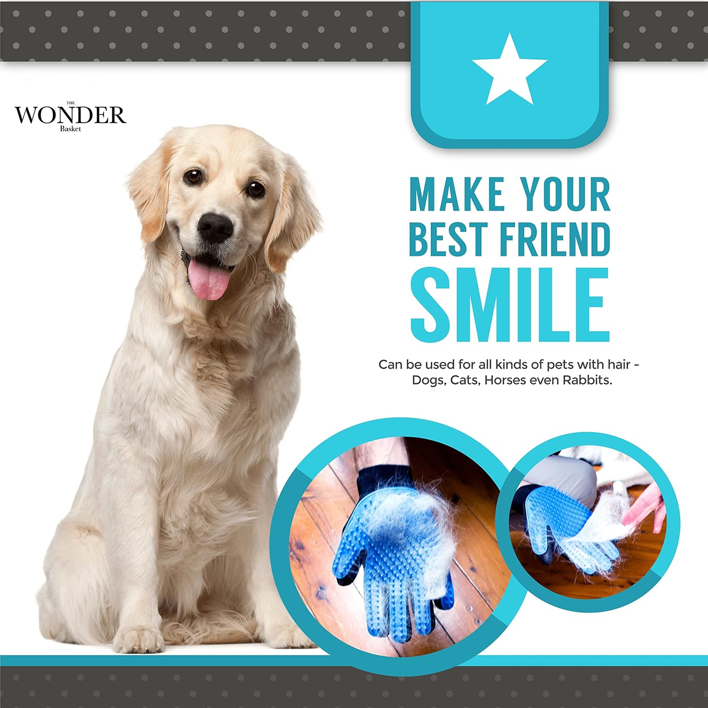 Pet Hair Remover & Massage Brush Glove
