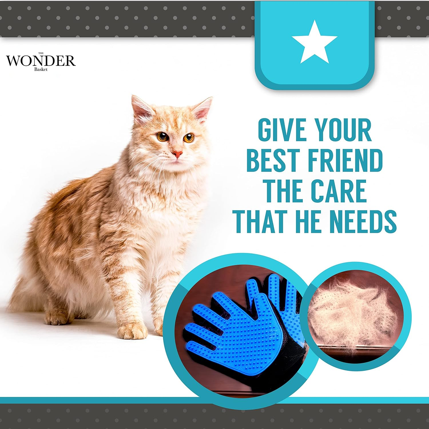 Pet Hair Remover & Massage Brush Glove