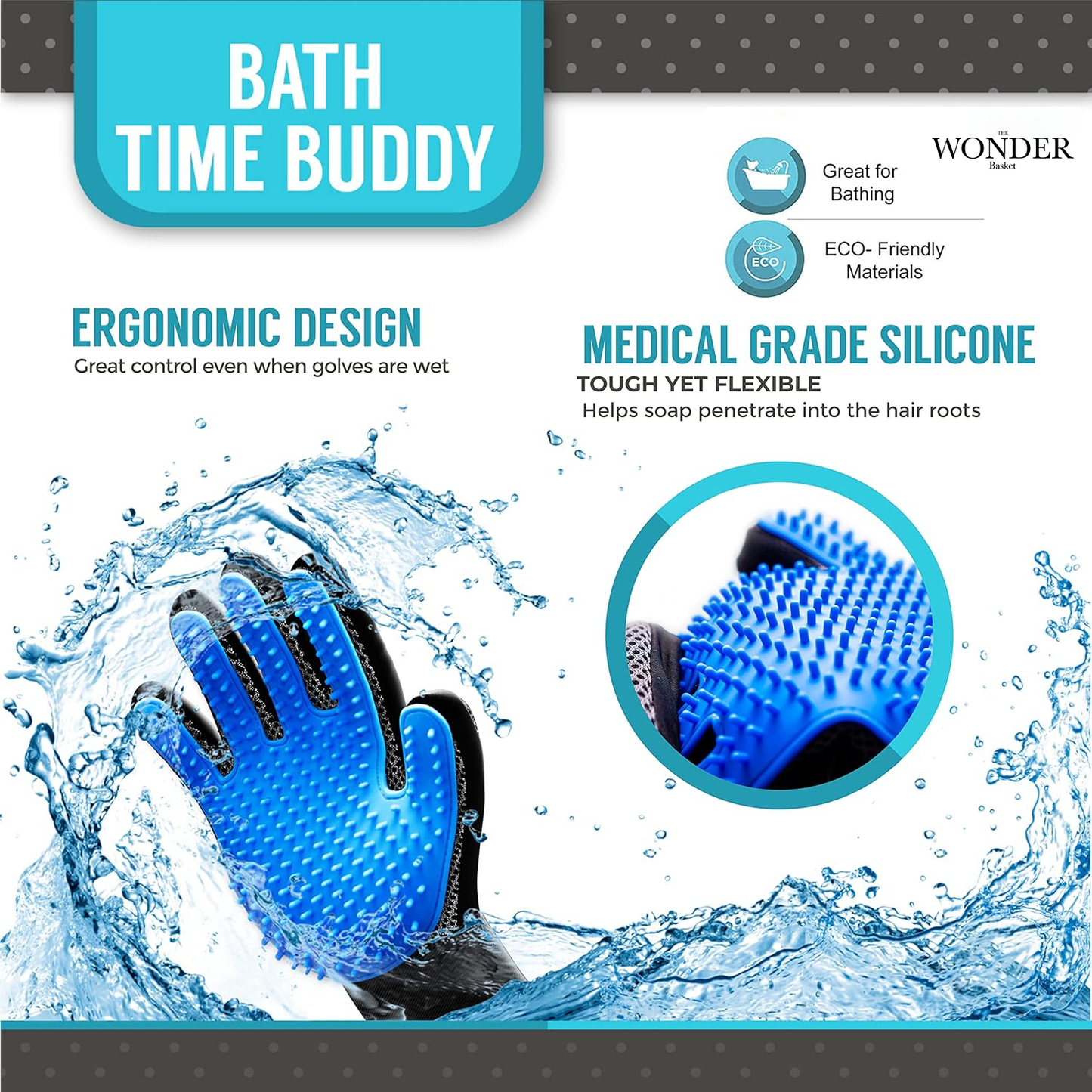 Pet Hair Remover & Massage Brush Glove