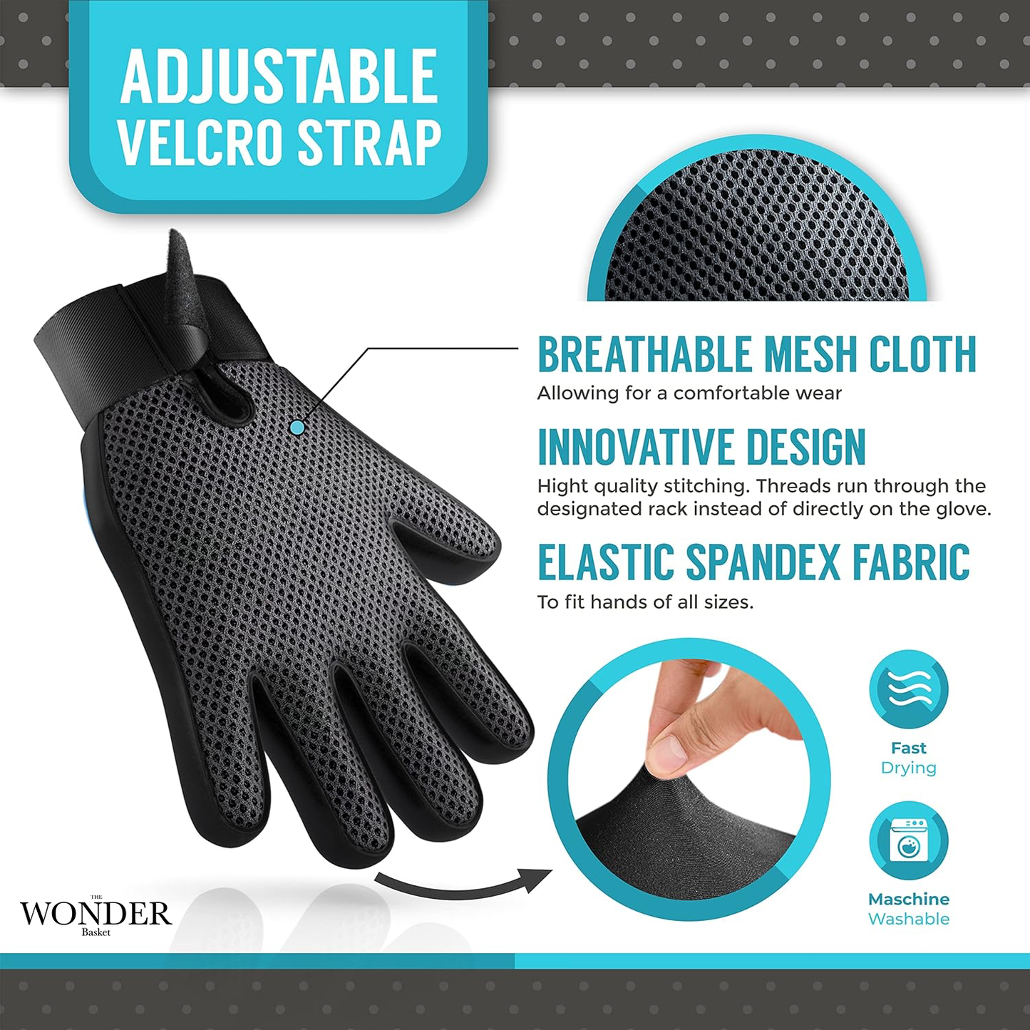 Pet Hair Remover & Massage Brush Glove
